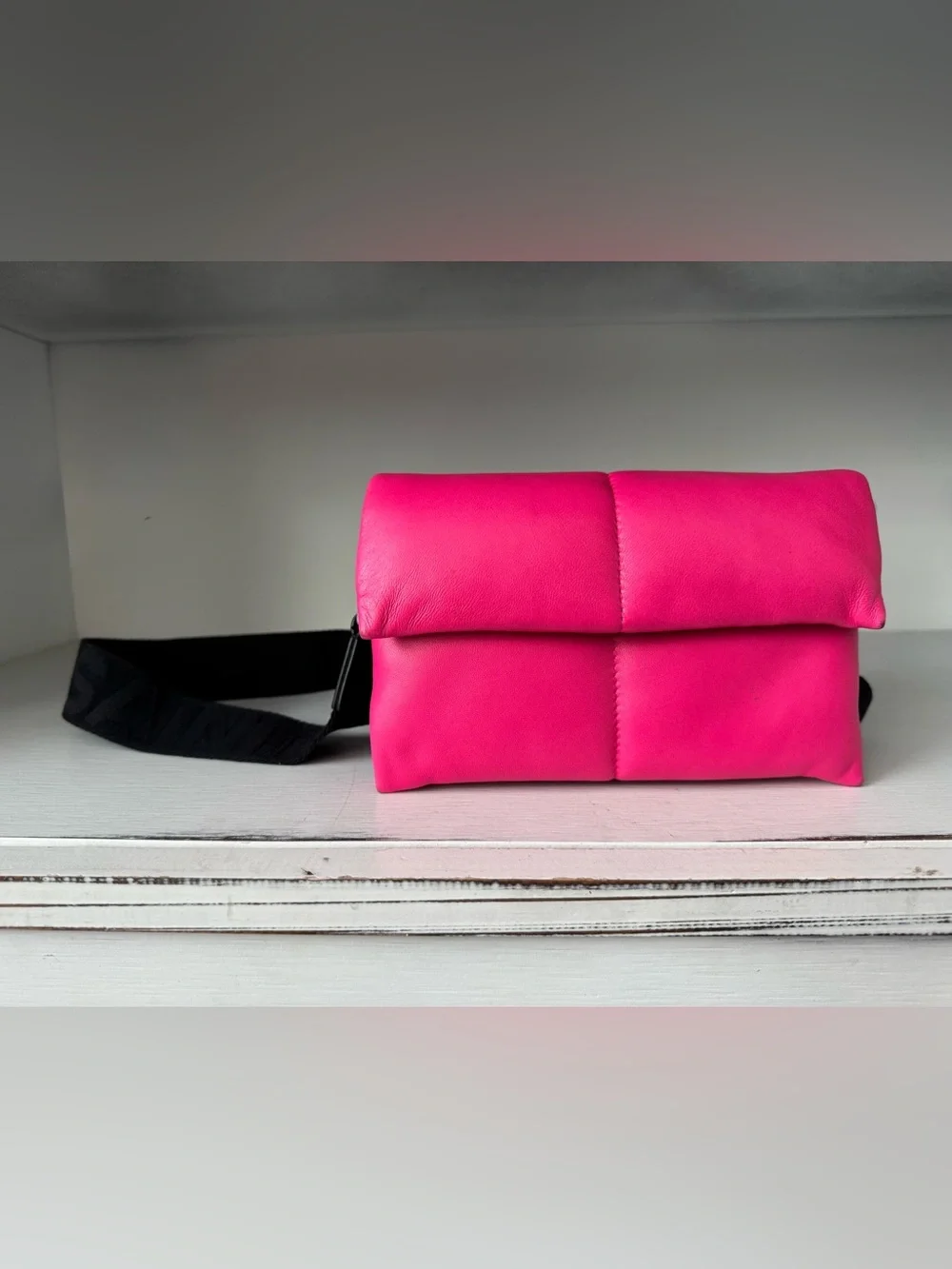 All Saints Ezra Quilted Crossbody Bag Purse Pink Black Logo‎